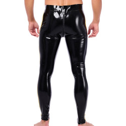 XRUB Latex Pantalon en latex Xrub avec Zip Avant/Arrière Noir-Jaune